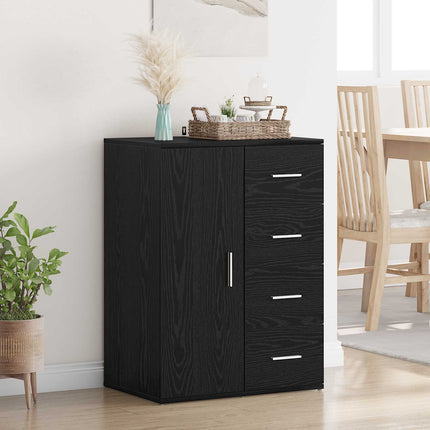 Sideboard med skuffe Sort eg 59 x 39 x 80 cm Konstrueret træ