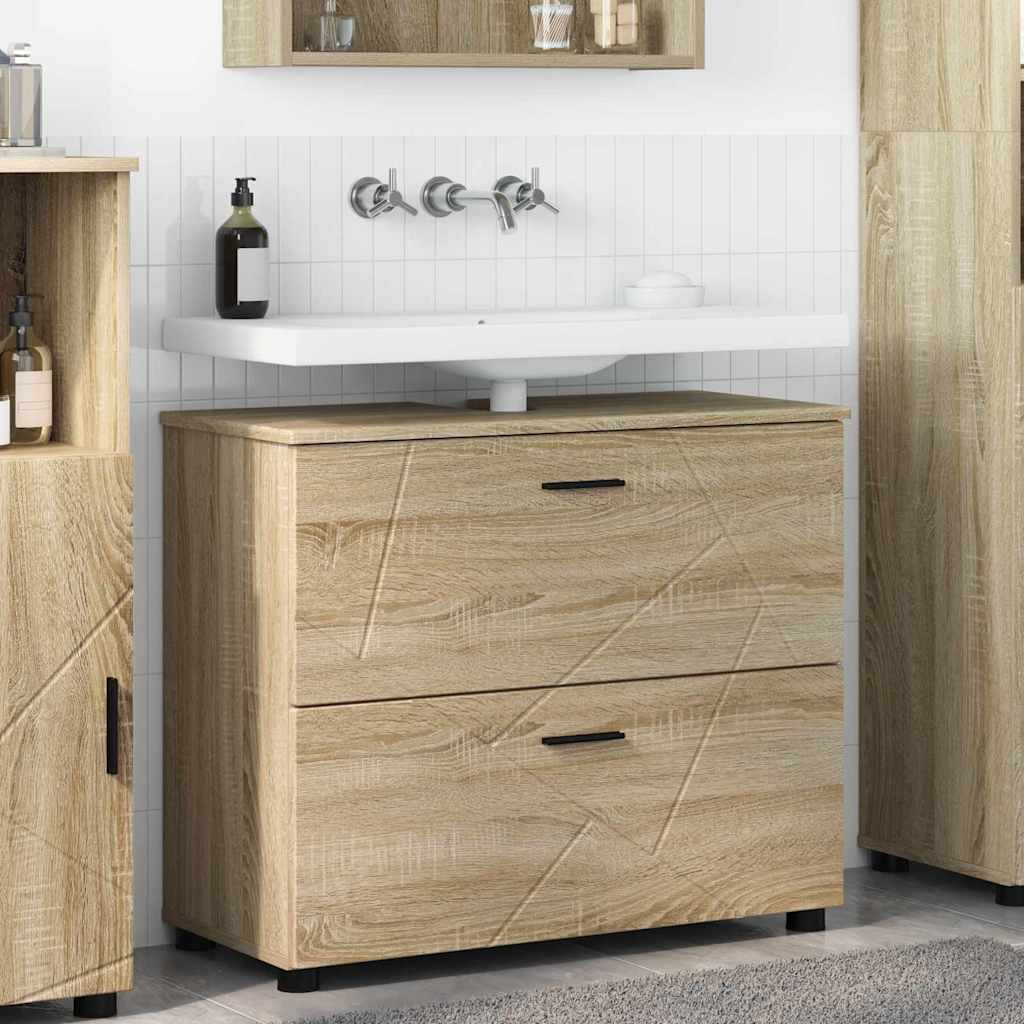 Badeværelsesskab med skuffer og døre - Sonoma eg 76,5 × 35 × 64 cm