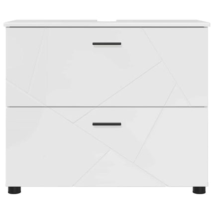 Badeværelsesskab med skuffe Høj gloss hvid 76,5 x 35 x 64 cm