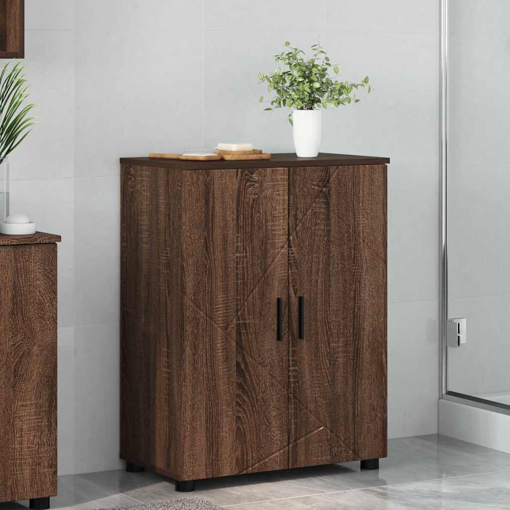 Badeværelsesskab Brun eg 60 x 35 x 80 cm Konstrueret træ, Metal billede
