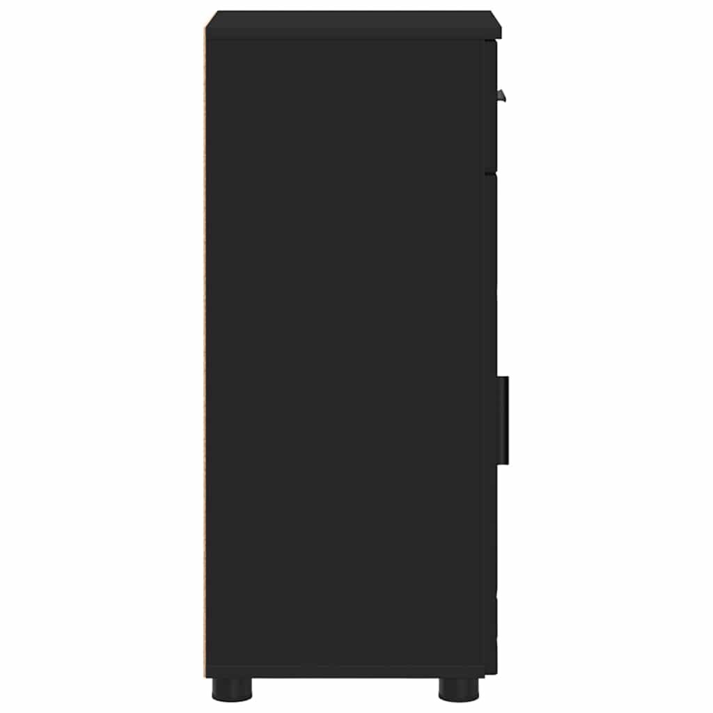 Badeværelsesskab Sort 30 x 35 x 80 cm Konstrueret træ & Metal