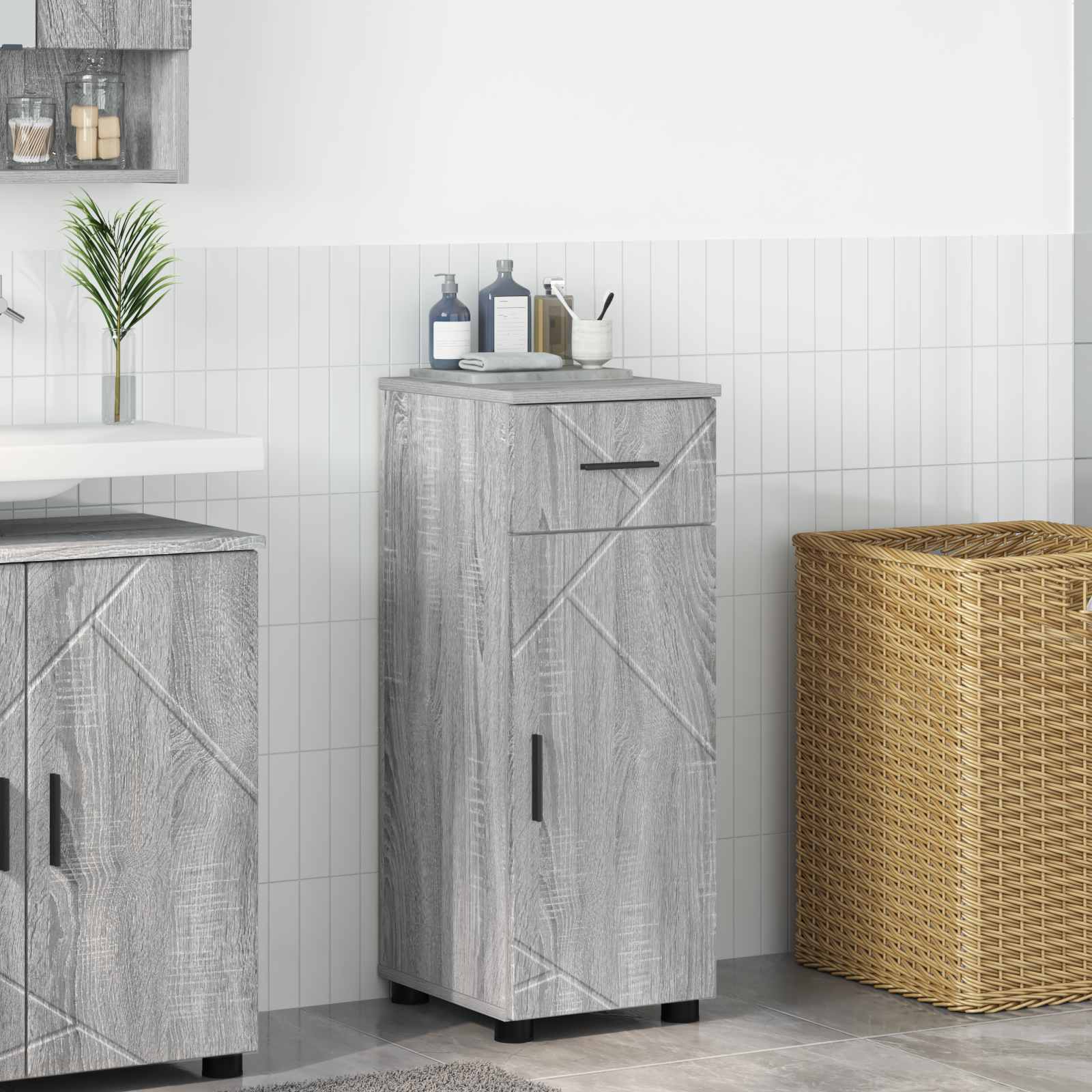 Badeværelsesskab Grå Sonoma 30 x 35 x 80 cm billede