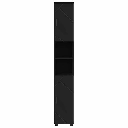 Badeværelsesskab Sort 30 x 35 x 192 cm Konstrueret træ & Metal