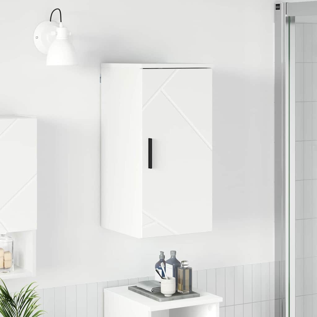 Badeværelsesskab - hvid, vægmonteret 30 × 31,5 × 61 cm i konstrueret træ og metal