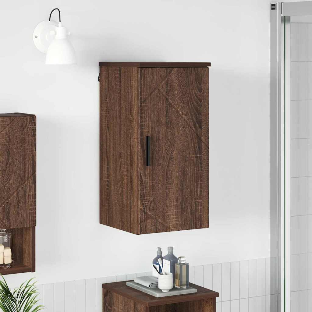 Badeværelsesskab Vægmonteret med dør Brun eg 30 x 31,5 x 61 cm billede