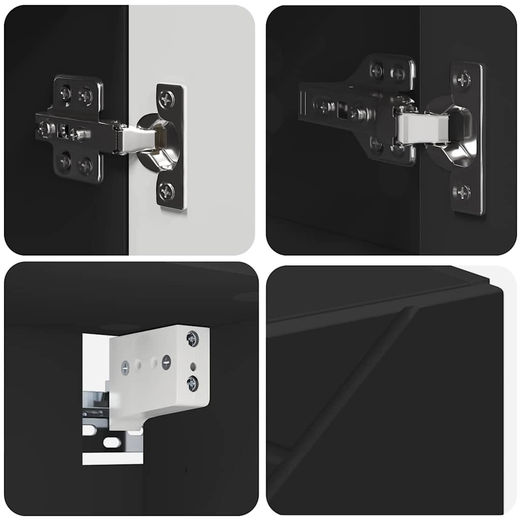 Badeværelsesspejlskab Sort 80 x 17 x 55 cm Konstrueret træ