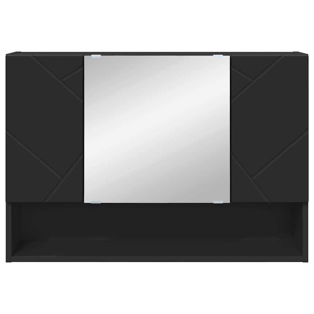Badeværelsesspejlskab Sort 80 x 17 x 55 cm Konstrueret træ