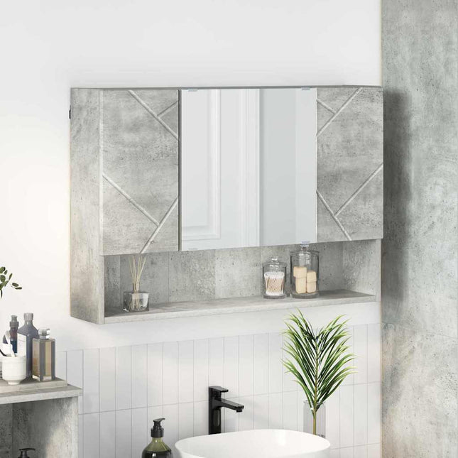Spejlskab Vægmonteret Beton Grå 80 x 17 x 55 cm Konstrueret træ