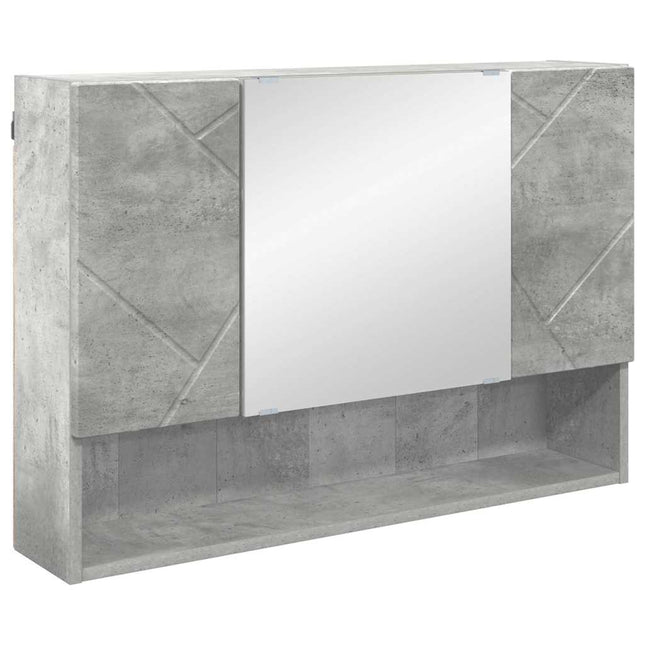 Spejlskab Vægmonteret Beton Grå 80 x 17 x 55 cm Konstrueret træ