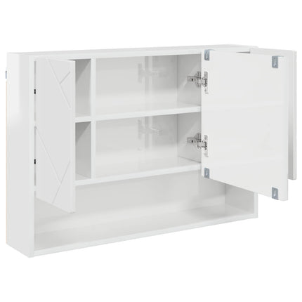 Spejlskab Høj gloss hvid 80 x 17 x 55 cm Konstrueret træ