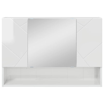 Spejlskab Høj gloss hvid 80 x 17 x 55 cm Konstrueret træ
