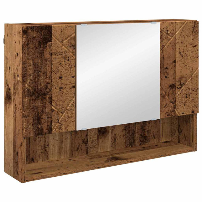 Spejlskab med dør Gammelt træ 80 x 17 x 55 cm Konstrueret træ