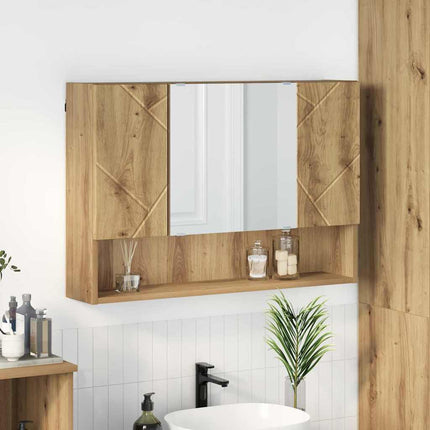Spejlskab Artisan Egetræ 80 x 17 x 55 cm Konstrueret træ