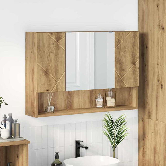 Spejlskab Artisan Egetræ 80 x 17 x 55 cm Konstrueret træ