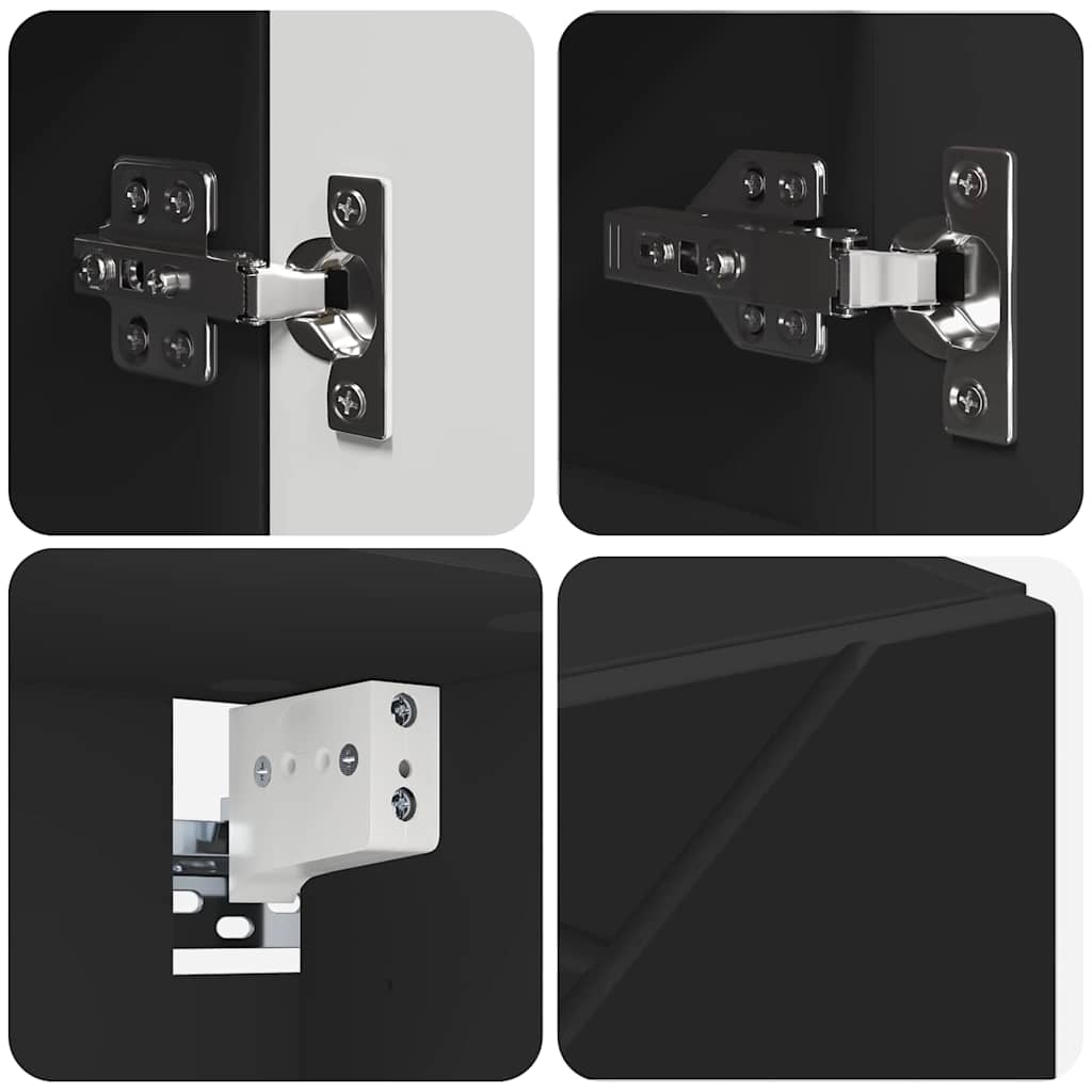 Spejlskab Vægmonteret Sort 59 x 17 x 55 cm Konstrueret træ