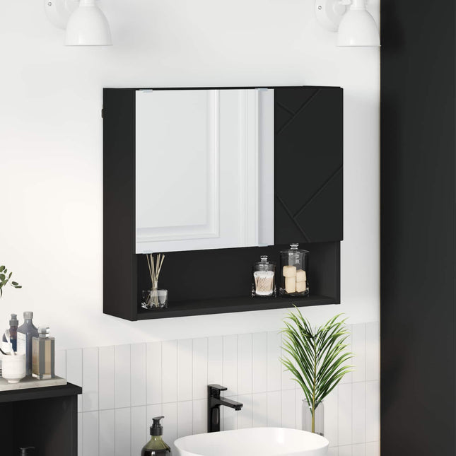 Spejlskab Sort 59 x 17 x 55 cm Konstrueret træ