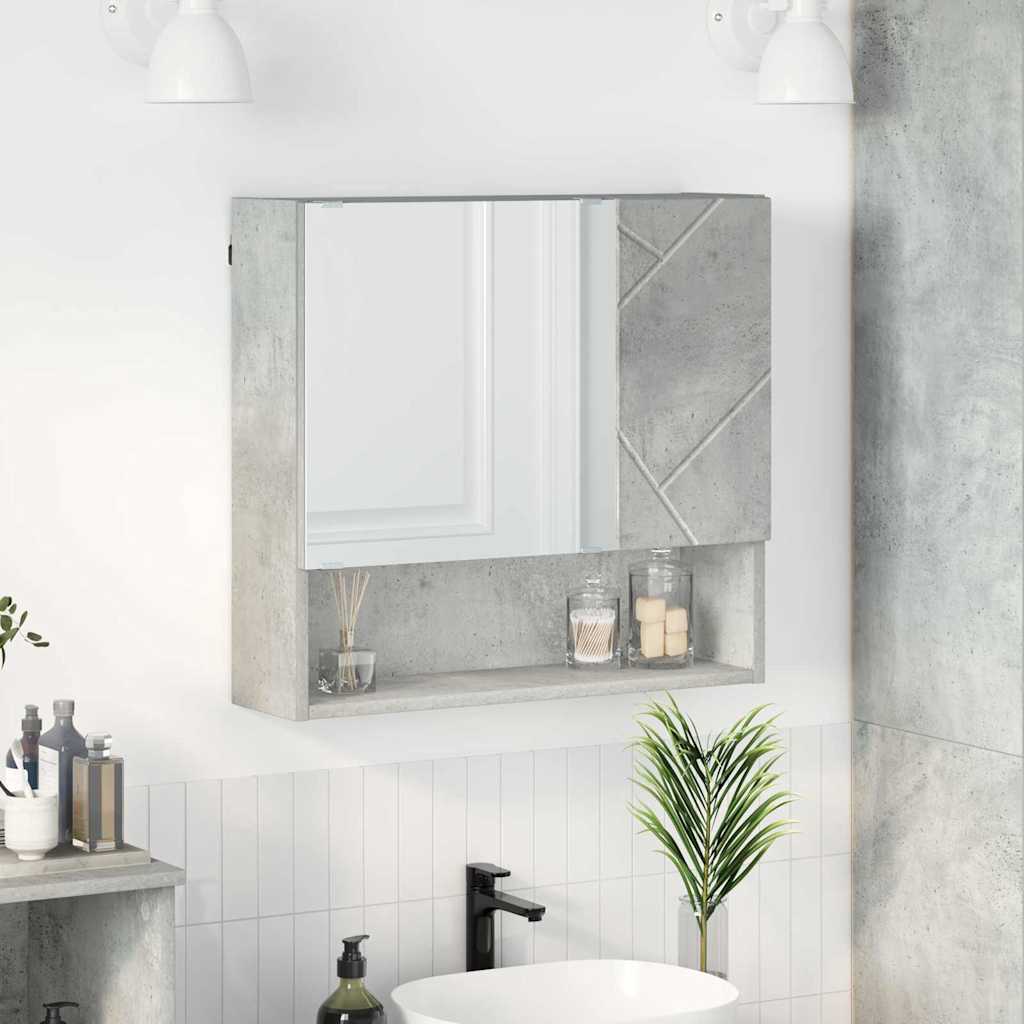 Spejlskab Vægmonteret Beton Grå 59 x 17 x 55 cm Konstrueret træ
