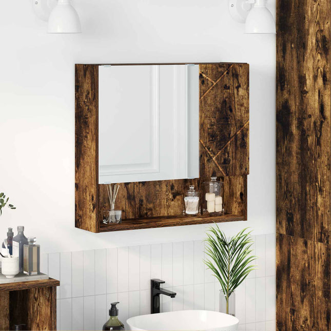 Spejlskab Røget eg 59 x 17 x 55 cm Konstrueret træ