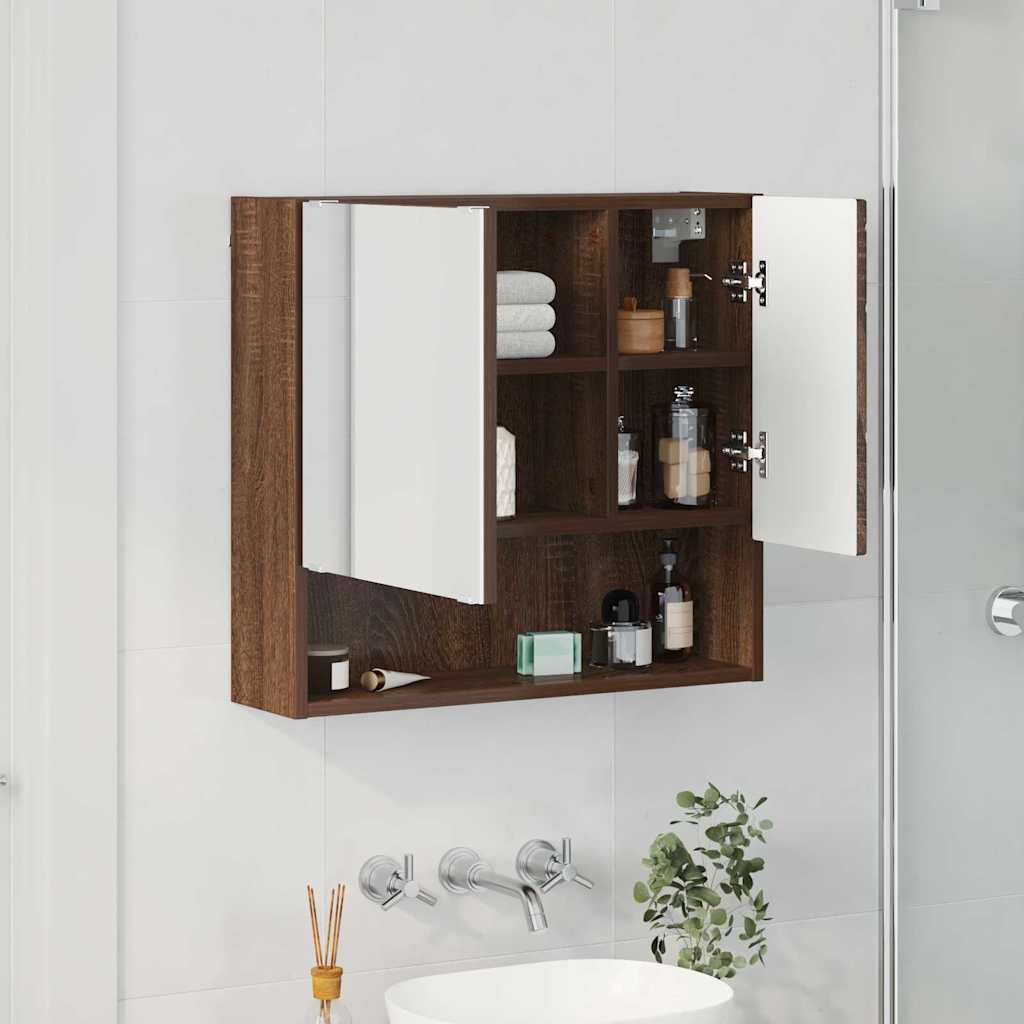 Spejlskab Vægmonteret Brun eg 59 x 17 x 55 cm Konstrueret træ