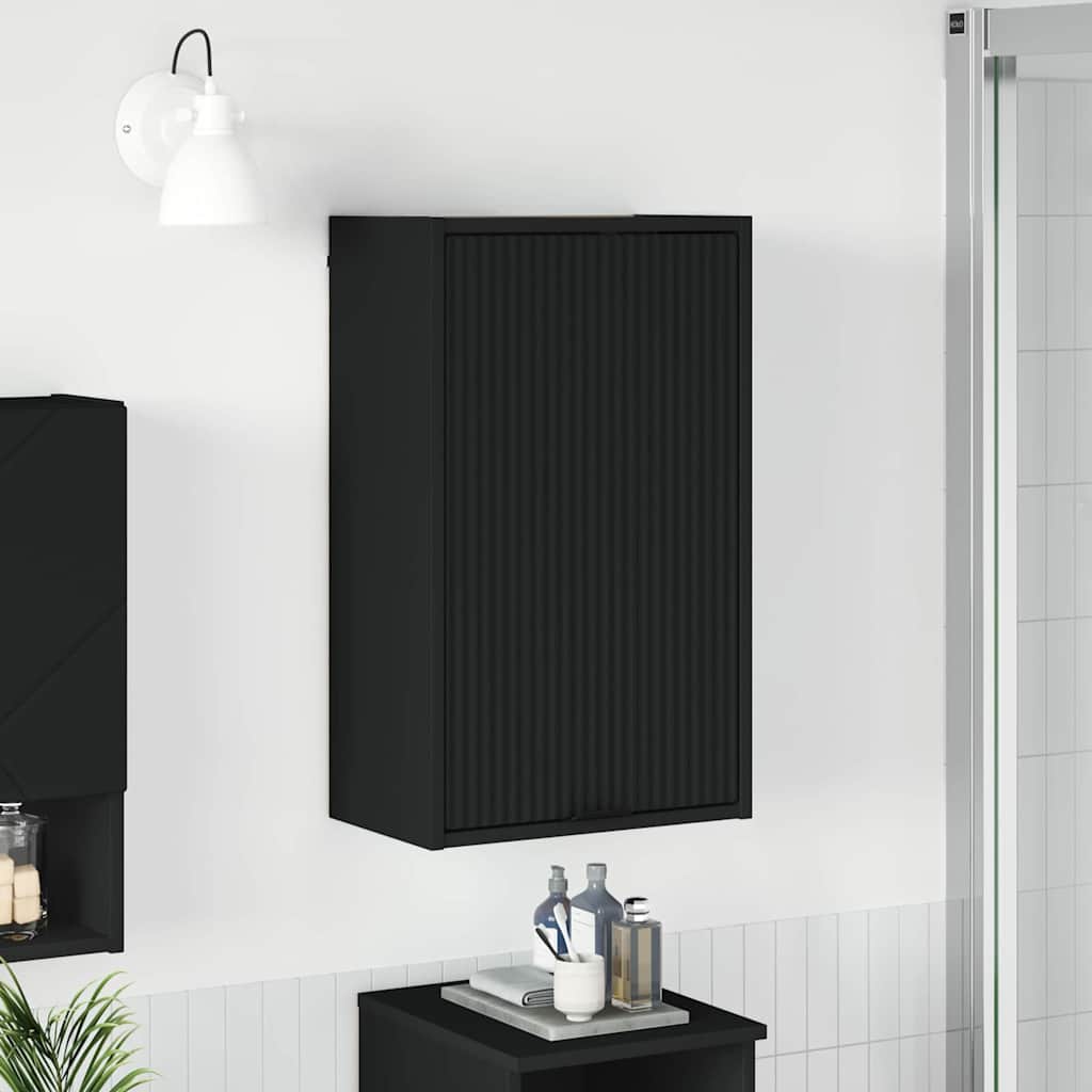 Badeværelsesskab Sort 39 x 23,5 x 65 cm Konstrueret træ & Metal billede