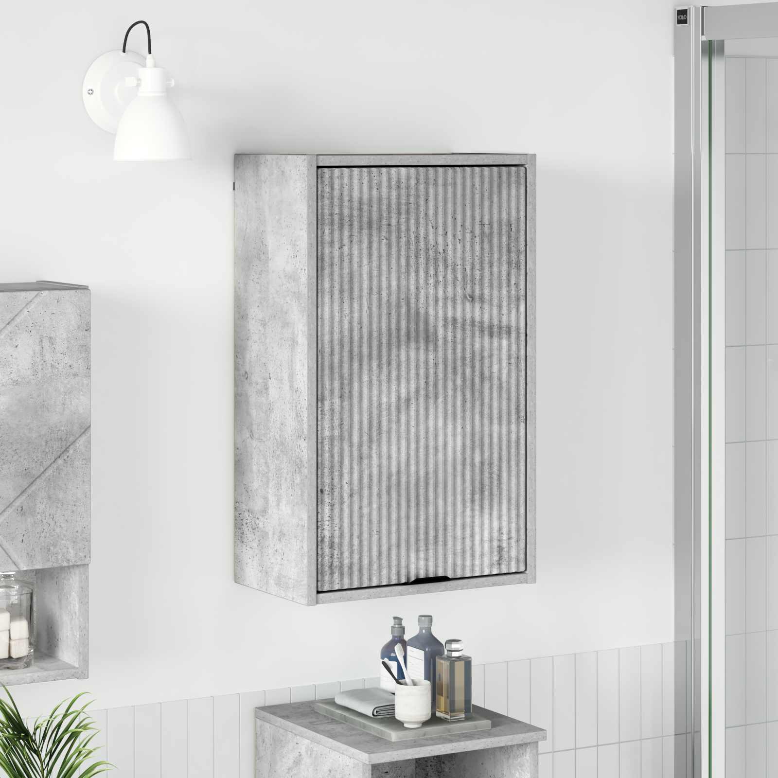 Badeværelsesskab vægmonteret - beton grå 39 × 23,5 × 65 cm