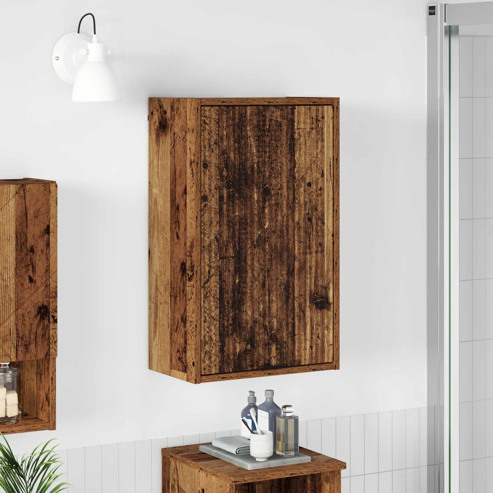 Badeværelsesskab Vægmonteret Gammelt træ 39 x 23,5 x 65 cm billede