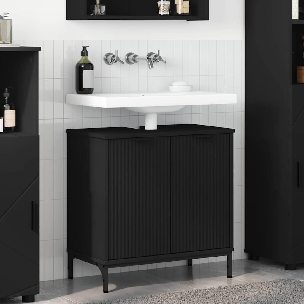 Badeværelsesskabsunder Sort 60,5 x 33,5 x 61 cm Konstrueret træ billede