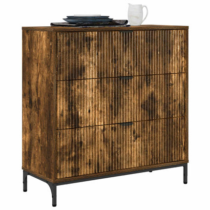 Sideboard med skuffe Røget eg 79,5 x 33 x 82 cm Konstrueret træ