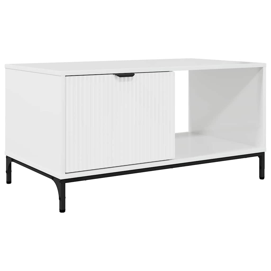 Sofabord Hvid højglans 90 x 49 x 46 cm Konstrueret træ