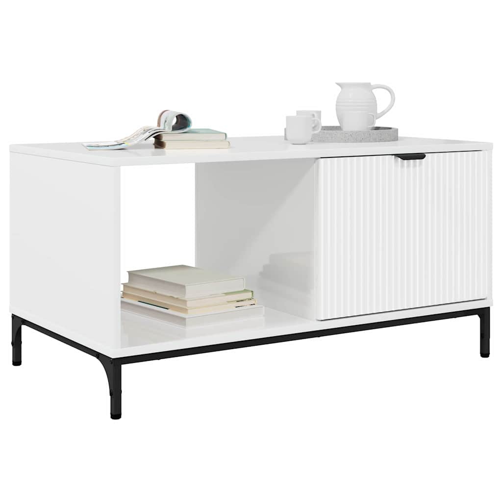 Sofabord Hvid højglans 90 x 49 x 46 cm Konstrueret træ