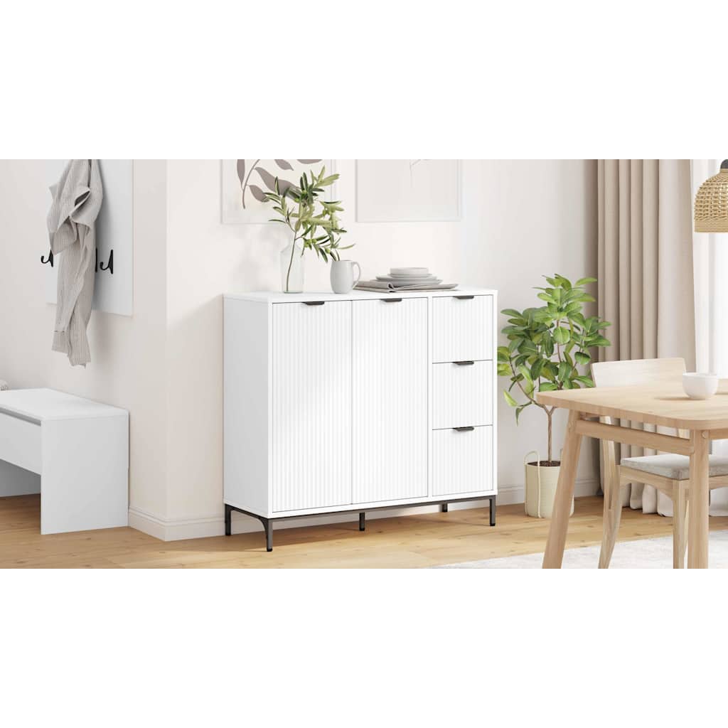 Sideboard med skuffe Hvid 89,5 x 33 x 82 cm Konstrueret træ