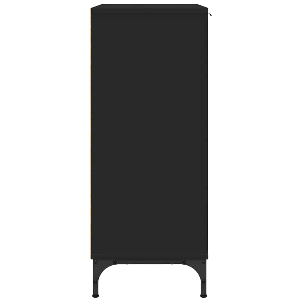 Sideboard med skuffe Sort 89,5 x 33 x 82 cm Konstrueret træ