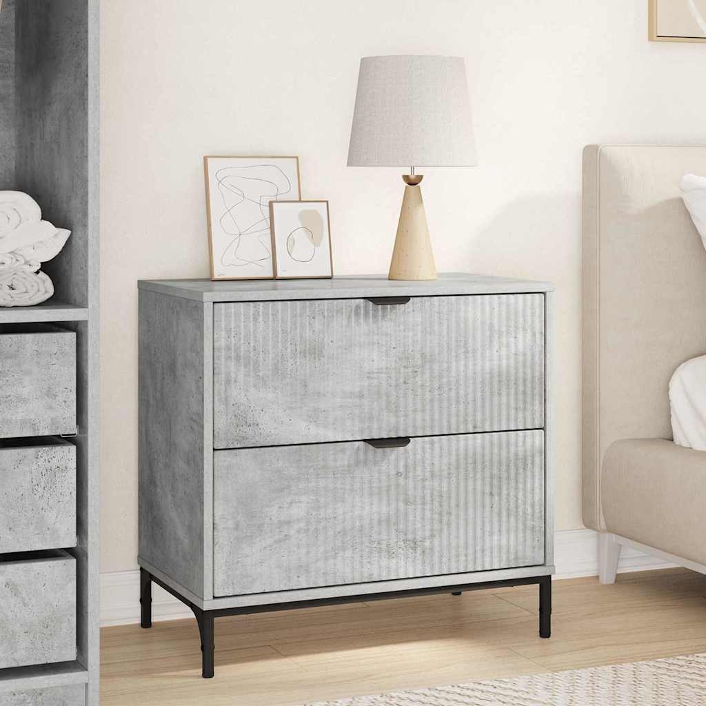 Sengebord med skuffe Betongrå 63.5 x 36 x 61 cm Konstrueret træ