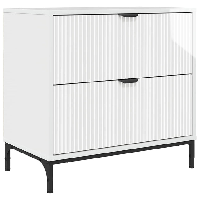 Sengebord Hvid højglans 63.5 x 36 x 61 cm Konstrueret træ