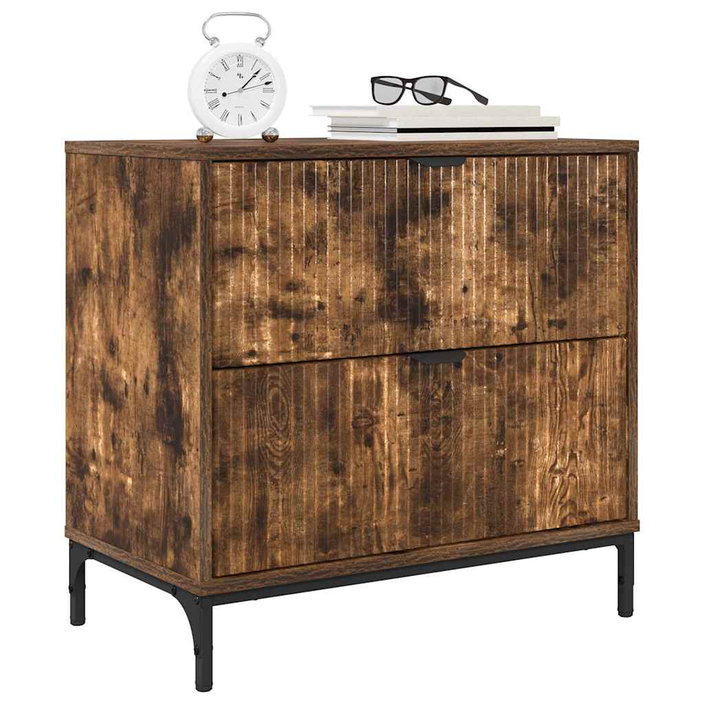 Sengebord med skuffe Røget eg 63.5 x 36 x 61 cm Konstrueret træ