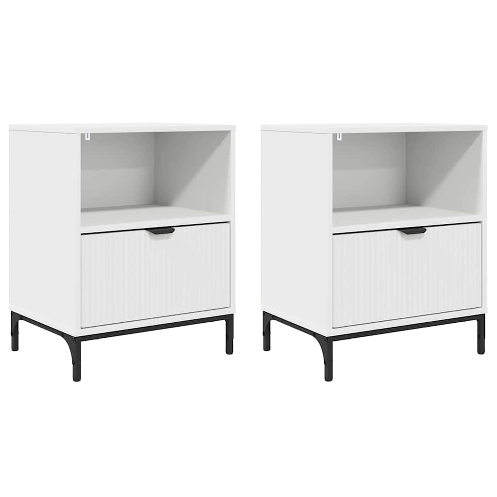Sengeborde 2 pcs Hvid 49 x 36 x 61 cm Konstrueret træ