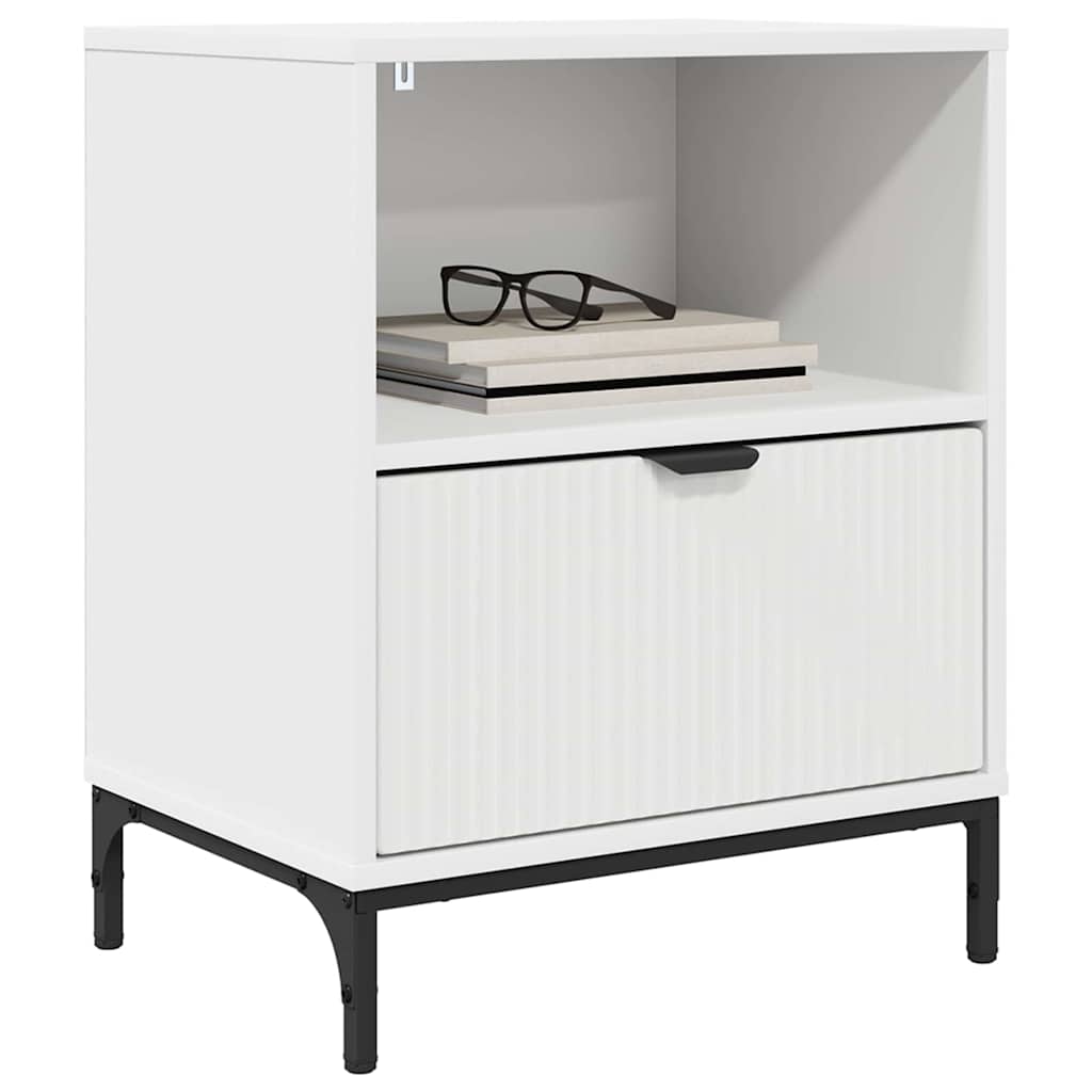 Natskab med skuffe 2 pcs Hvid 49 x 36 x 61 cm Konstrueret træ