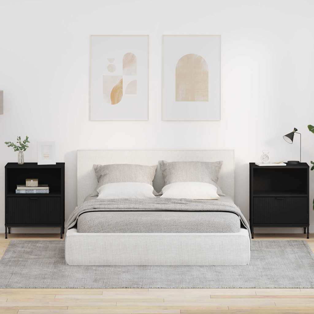 Sengeborde 2 pcs Sort 49 x 36 x 61 cm Konstrueret træ