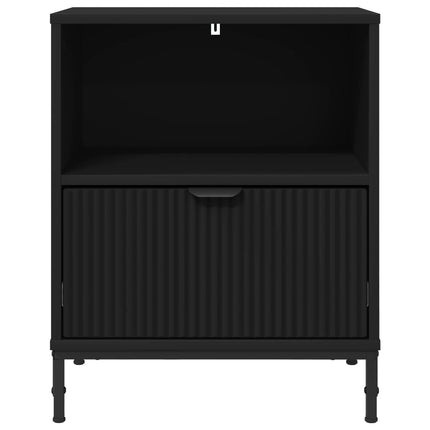 Natskab med skuffe 2 pcs Sort 49 x 36 x 61 cm Konstrueret træ