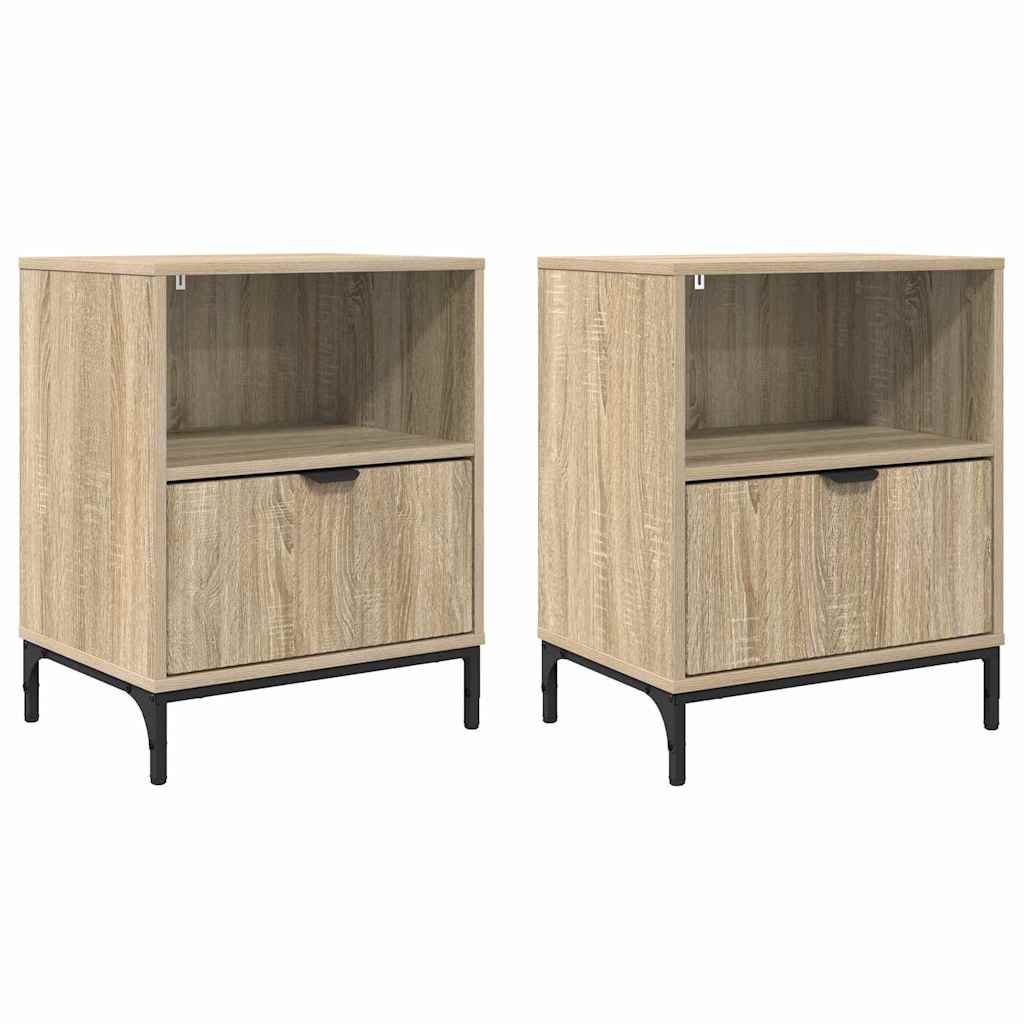 Sengeborde 2 pcs Sonoma-eg 49 x 36 x 61 cm Konstrueret træ