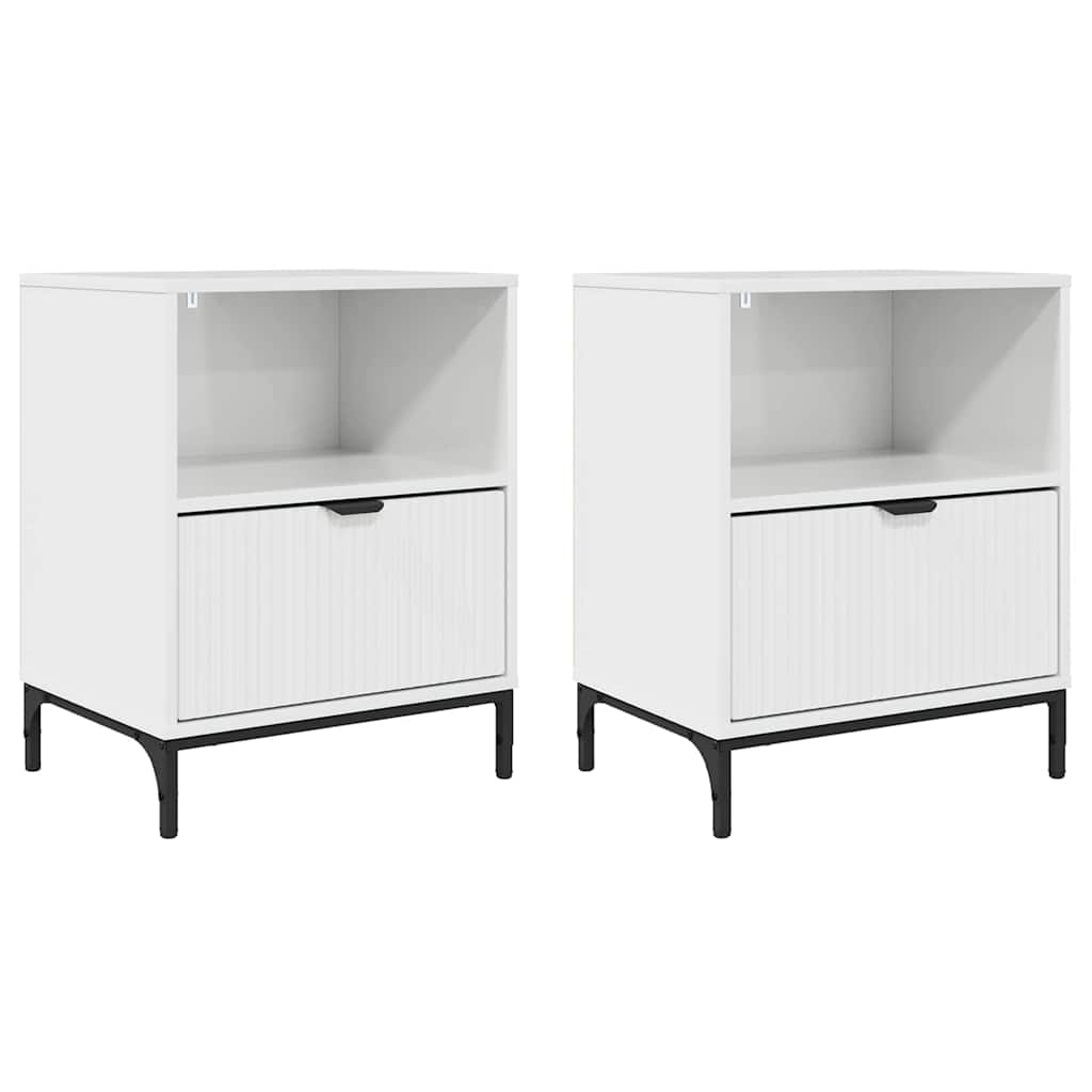 Sengeborde 2 pcs Hvid højglans 49 x 36 x 61 cm Konstrueret træ
