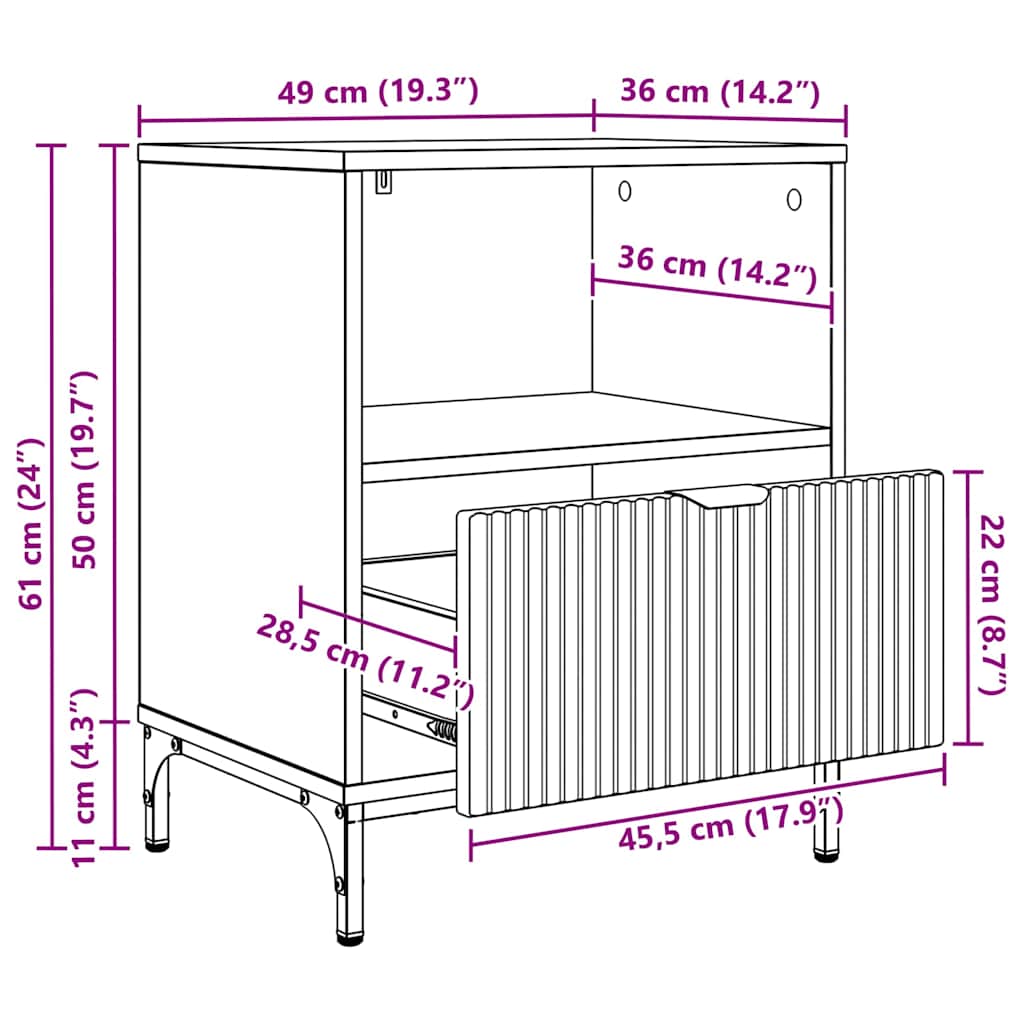 Natskab 2 pcs Røget eg 49 x 36 x 61 cm Konstrueret træ