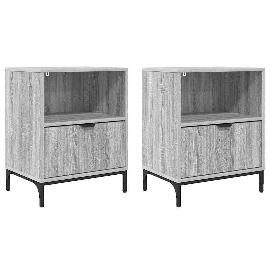 Sengeborde 2 pcs Grå sonoma-eg 49 x 36 x 61 cm Konstrueret træ