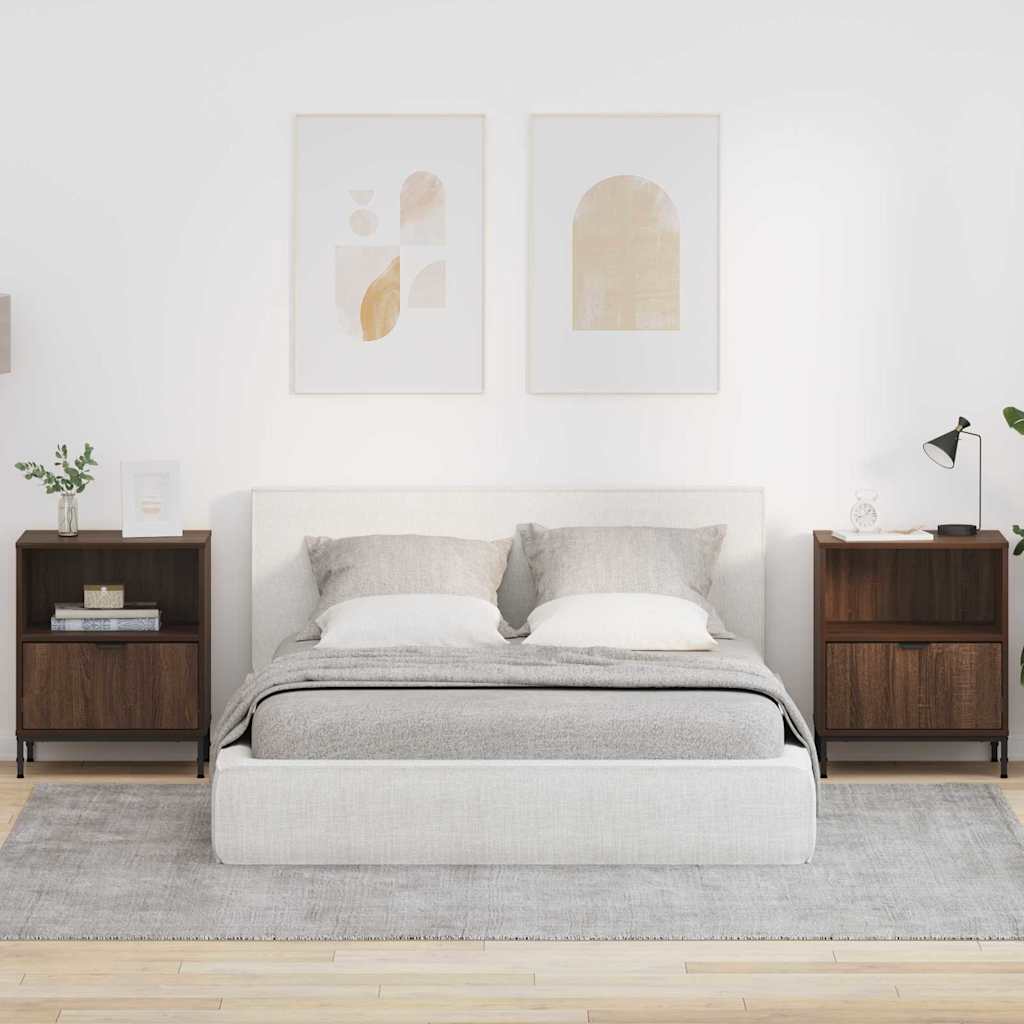 Sengeborde 2 pcs Brun eg 49 x 36 x 61 cm Konstrueret træ