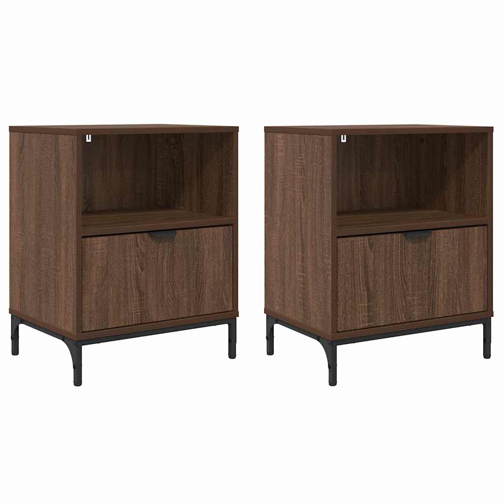 Sengeborde 2 pcs Brun eg 49 x 36 x 61 cm Konstrueret træ