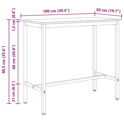 bord Sort eg 100 x 50 x 90,5 cm Ingeniørtræ og stål