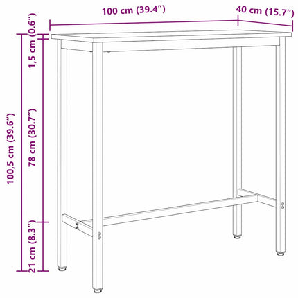 bord Gammelt træ 100 x 40 x 100,5 cm Ingeniørtræ og stål