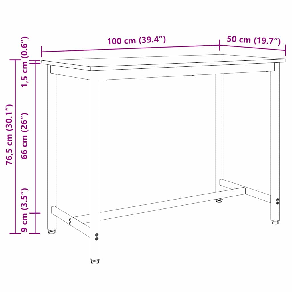 bord Røget eg 100 x 50 x 76,5 cm Ingeniørtræ og stål