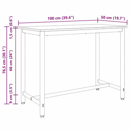 bord Artisan Egetræ 100 x 50 x 76,5 cm Ingeniørtræ og stål
