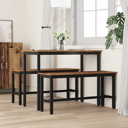 Spisebænk Gammelt træ 100 x 32,5 x 48,5 cm Ingeniørtræ og stål